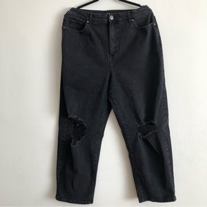 Style&Co High Rise Jeans| Straight Leg|Black Pants| Distressed |Size 16